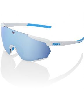 100% Racetrap 3.0 Sunglasses Movistar Team White/hiper Blue Mirror Lens