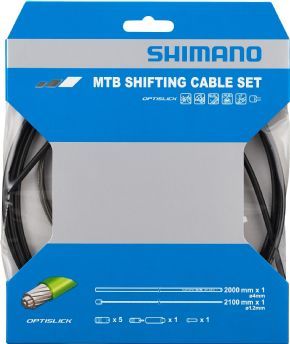 Shimano MTB gear cable set rear only OPTISLICK coated stainless steel inners - PU material is hard wearing yet offers great grip for bare skin or gloves